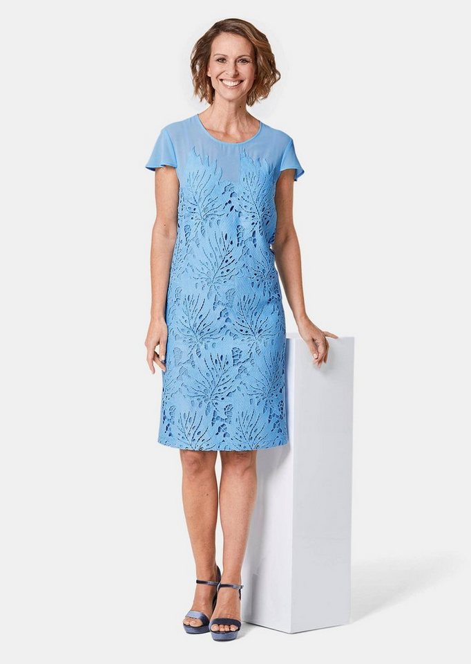 GOLDNER Abendkleid Spitzenkleid aus Chiffon, Flügelärmeln Blätteroptik und Rundhalsausschnitt als Blickfang – Bild 4 von 5