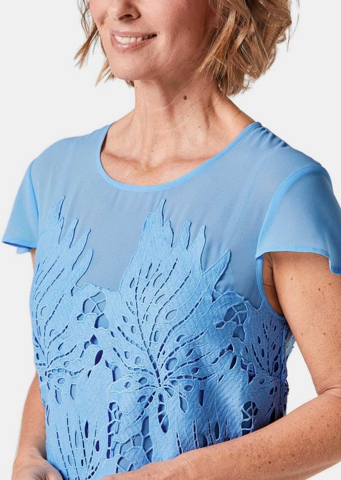GOLDNER Abendkleid Spitzenkleid aus Chiffon, Flügelärmeln Blätteroptik und Rundhalsausschnitt als Blickfang – Bild 5 von 5