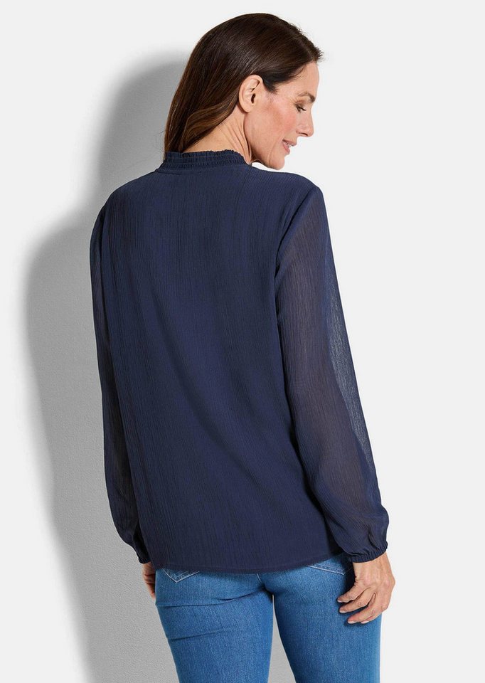 GOLDNER Chiffonbluse Elegante Jersey-Bluse mit Rundhals Viskosebluse mit Rundhalsausschnitt und Langarm – Bild 3 von 5