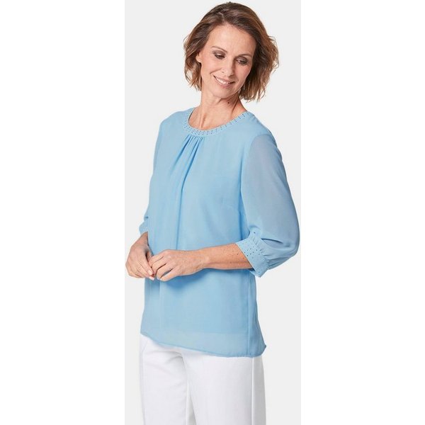 GOLDNER Langarmbluse Bluse aus leichtem Chiffon mit Glitzersteinen