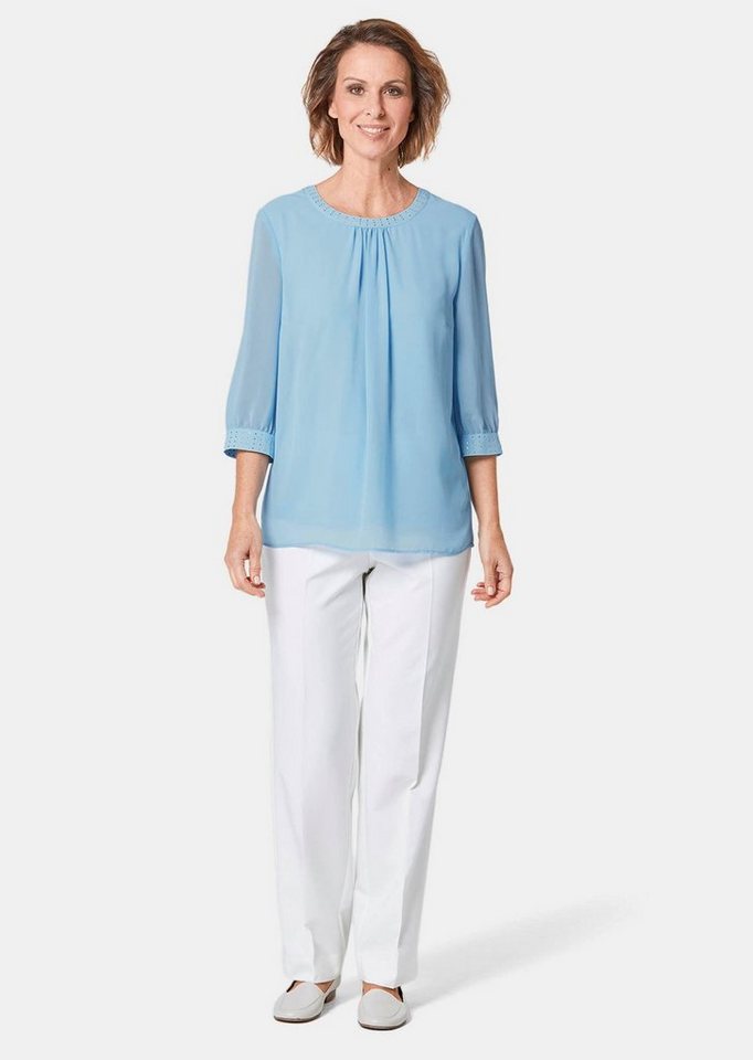GOLDNER Langarmbluse Bluse aus leichtem Chiffon mit Glitzersteinen – Bild 2 von 5