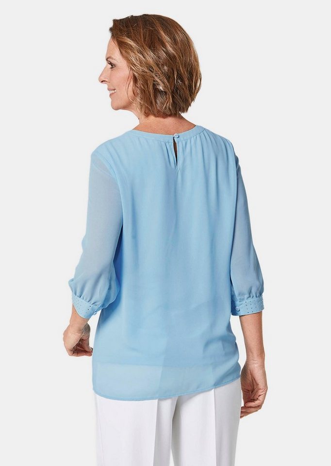 GOLDNER Langarmbluse Bluse aus leichtem Chiffon mit Glitzersteinen – Bild 3 von 5