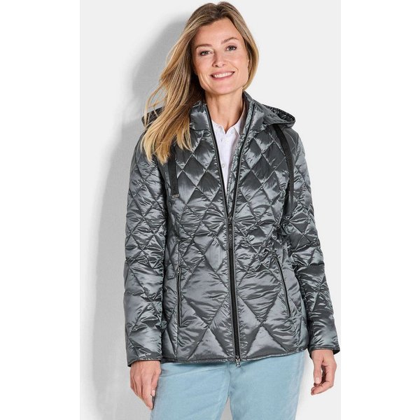 GOLDNER Outdoorjacke Winterjacke mit Metallic-Glanz Kapuzenjacke mit Stehkragen, 2-Wege-Reißverschluss und Langarm