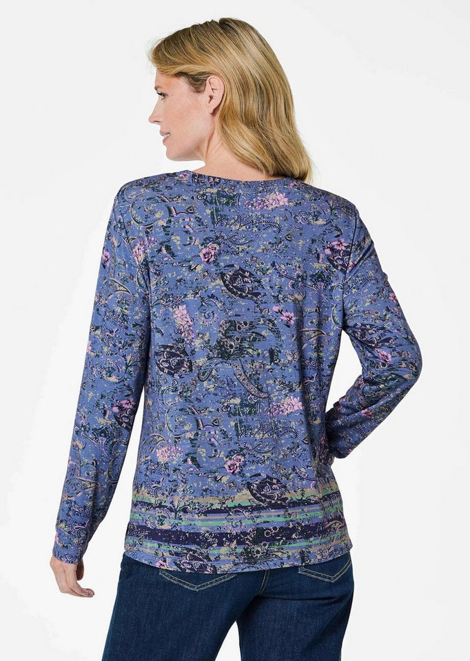 GOLDNER Print-Shirt Elegantes Blusenshirt, Paisley-Design Viskoseshirt mit Rundhals mit V-Schlitz und Langarm – Bild 3 von 5