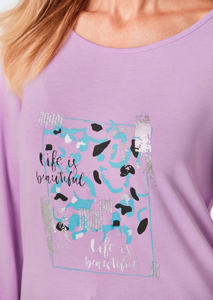 GOLDNER Print-Shirt Shirt mit Glitzerprint, Rundhals Gemustertes Design mit Rundhalsausschnitt und dekorativem Bund – Bild 5 von 5