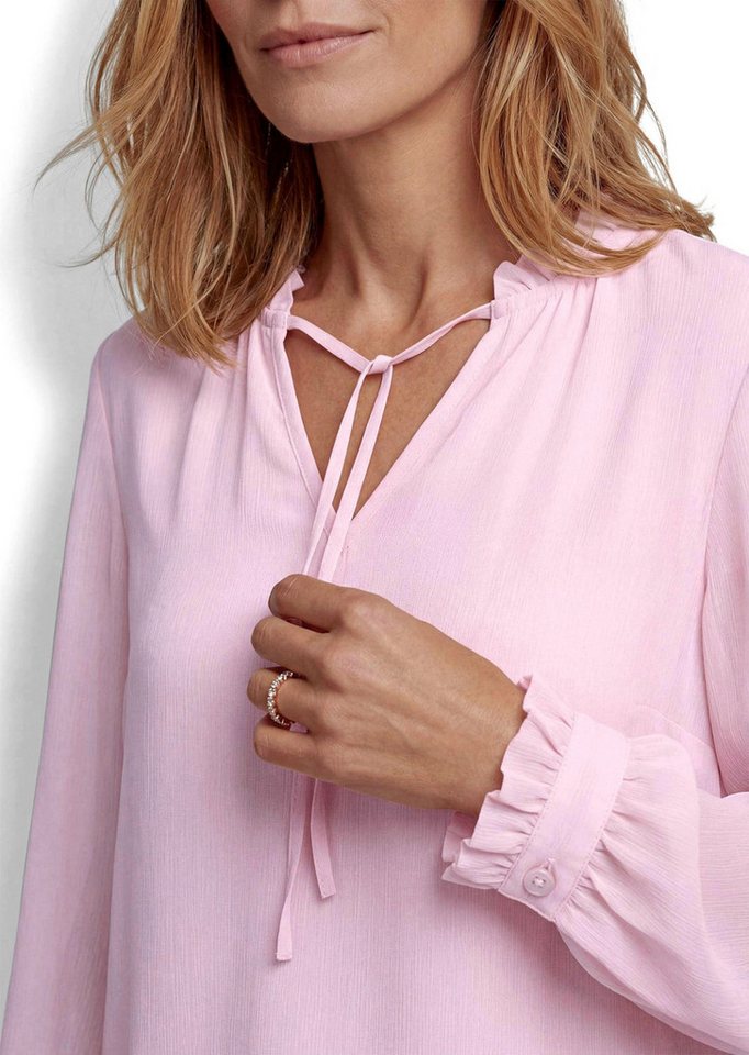 GOLDNER Schlupfbluse Feminine Bluse mit Rüschen Langarmbluse aus fließendem Krepp, Ausschnitt mit Bindeband – Bild 5 von 5