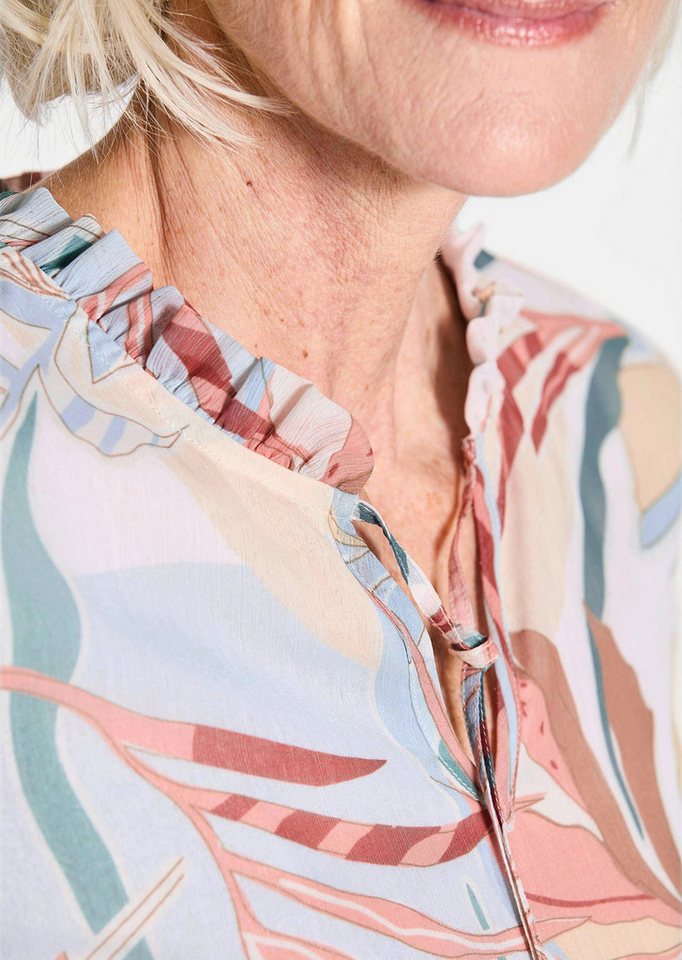 GOLDNER Schlupfbluse Luftige Bluse mit Rüschen-Details Romantische Chiffonbluse mit V-Ausschnitt, Langarm, floraler Druck – Bild 5 von 5