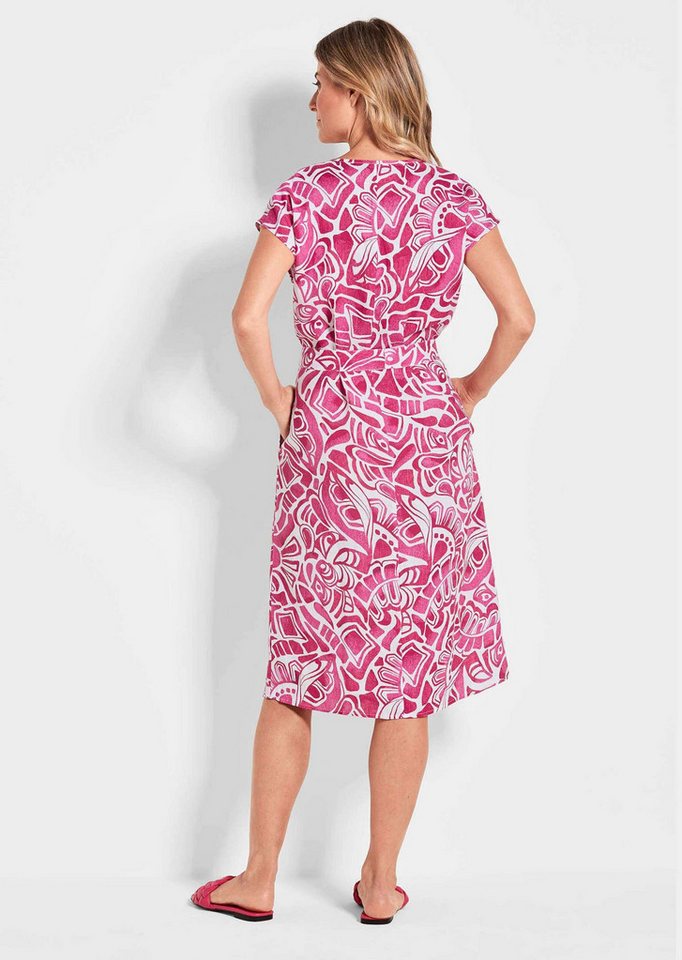 GOLDNER Sommerkleid Leinenkleid Ethno, Halbarm Printkleid aus Leinen, gemustert, figurbetont, Halbarm, tailliert – Bild 3 von 5
