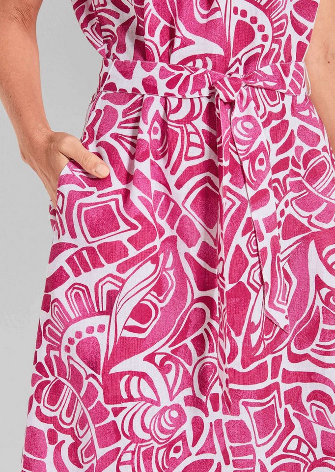 GOLDNER Sommerkleid Leinenkleid Ethno, Halbarm Printkleid aus Leinen, gemustert, figurbetont, Halbarm, tailliert – Bild 5 von 5