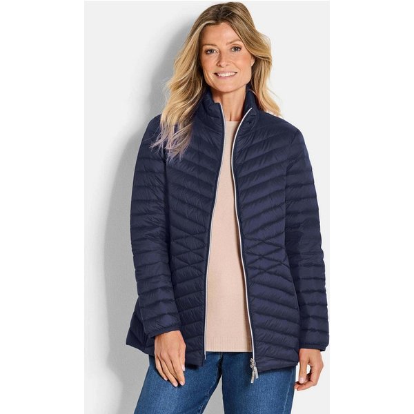 GOLDNER Steppjacke Herbstjacke mit Daunen, Stehkragen Verlängerte Jacke in femininer Steppung mit Reißverschluss