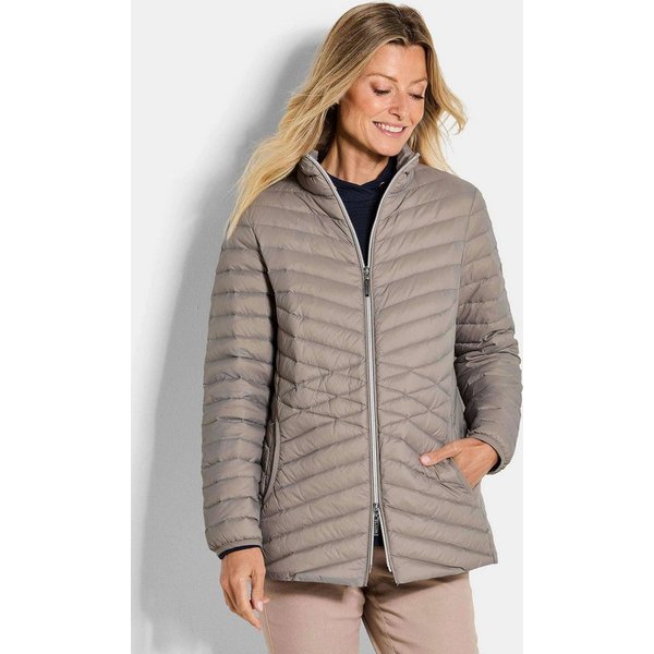 GOLDNER Steppjacke Herbstjacke mit Daunen, Stehkragen Verlängerte Jacke in femininer Steppung mit Reißverschluss