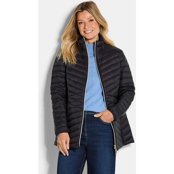 GOLDNER Steppjacke Herbstjacke mit Daunen, Stehkragen Verlängerte Jacke in femininer Steppung mit Reißverschluss