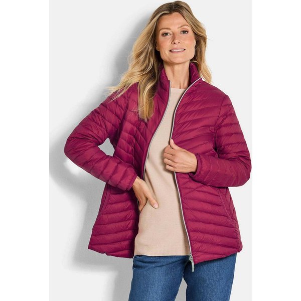 GOLDNER Steppjacke Herbstjacke mit Daunen, Stehkragen Verlängerte Jacke in femininer Steppung mit Reißverschluss