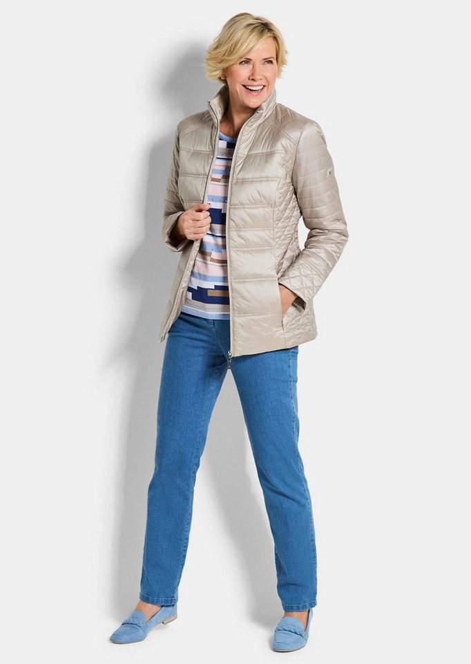 GOLDNER Steppjacke Übergangsjacke mit Muster-Mix Windjacke mit Stehkragen, Reißverschluss, Taschen und Langarm – Bild 2 von 5