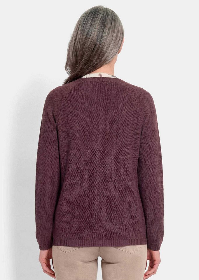 GOLDNER Strickjacke Cardigan aus Baumwolle, Rundhals Feinstrickjacke in raffinierter Piqué-Optik mit Rundhals, Knopfleiste – Bild 3 von 5