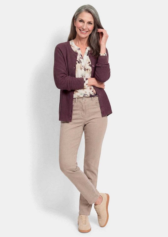 GOLDNER Strickjacke Cardigan aus Baumwolle, Rundhals Feinstrickjacke in raffinierter Piqué-Optik mit Rundhals, Knopfleiste – Bild 4 von 5