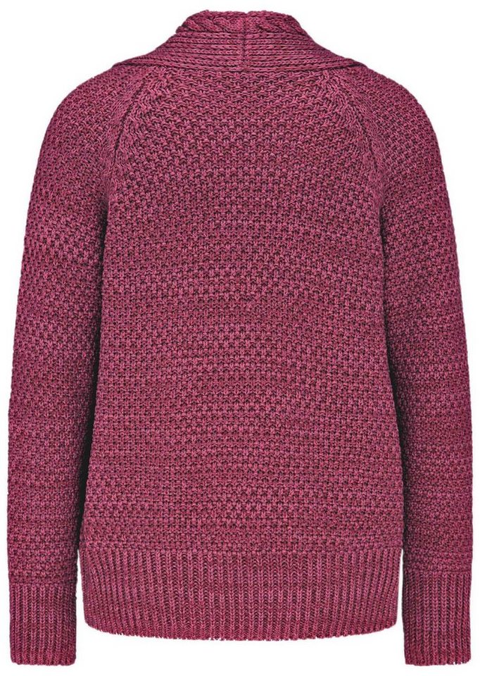 GOLDNER Strickjacke Elegante Grobstrickjacke, Zopfmuster Verschlusslose Baumwolljacke mit Schalkragen und Langarm – Bild 4 von 4