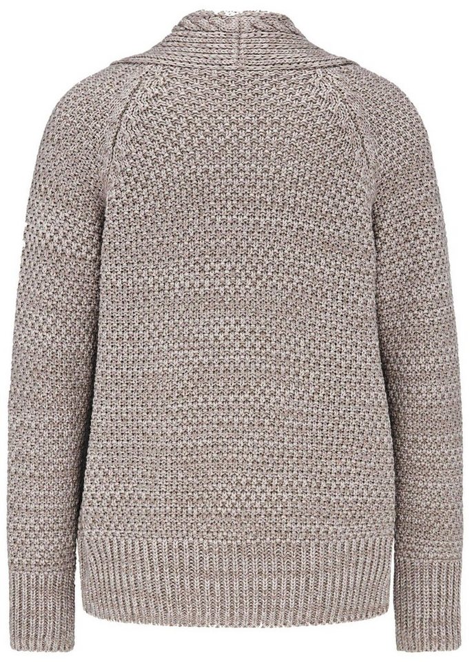 GOLDNER Strickjacke Elegante Grobstrickjacke, Zopfmuster Verschlusslose Baumwolljacke mit Schalkragen und Langarm – Bild 3 von 3