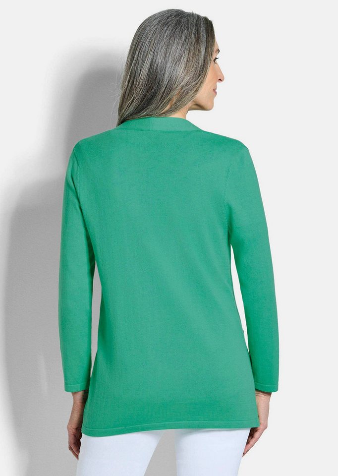 GOLDNER Strickjacke Elegante Strickjacke mit Kaschmir Longjacke ohne Verschluss mit aufgesetzten Taschen und Langarm – Bild 3 von 5
