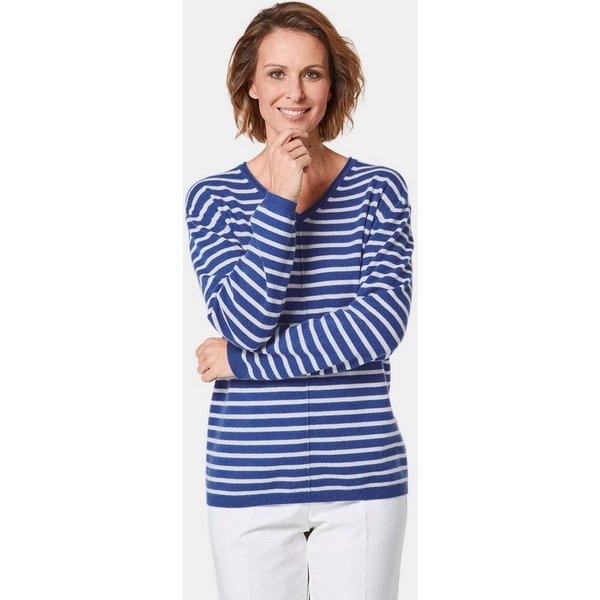 GOLDNER Strickpullover Basicpullover mit V-Ausschnitt Strickpullover mit Teilungsnaht, Rippstrick-Details und Langarm