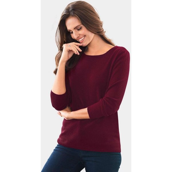 GOLDNER Strickpullover Feinstrickshirt mit U-Boot-Ausschnitt Herbstpullover mit Rippenabschlüssen und Langarm