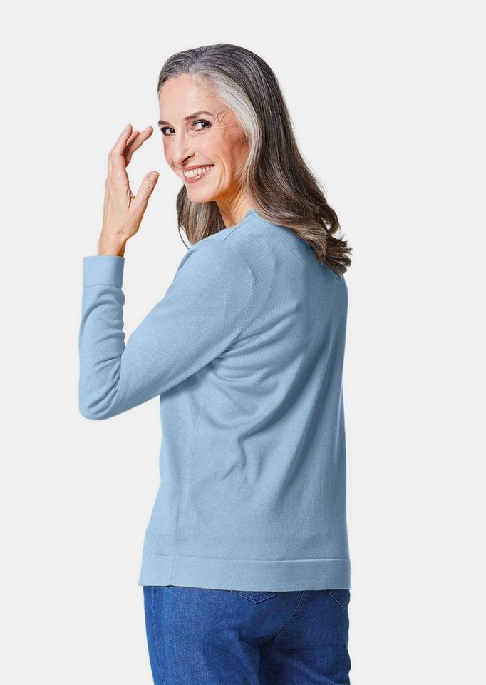 GOLDNER Strickpullover Kurzgröße: Figurnahes Twin-Set aus Pima-Baumwolle Zweiteiliges Damen-Strickset aus Pima-Baumwolle mit Glanz – Bild 3 von 5