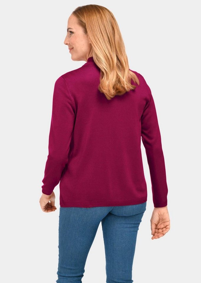 GOLDNER Strickpullover Kurzgröße: Strickset aus Jacke, Halbarmpullover Zweiteiler mit Rundhals, Stehbundkragen, Knopfleiste und Langarm – Bild 4 von 5