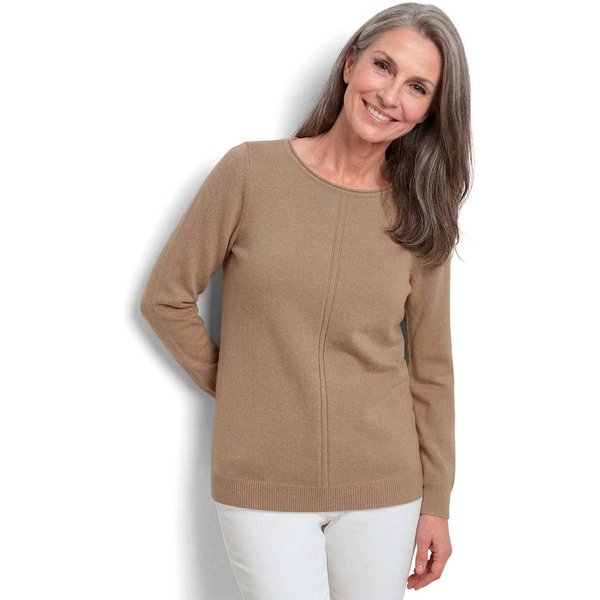 GOLDNER Strickpullover Merinopullover mit U-Boot-Ausschnitt Edler Feinstrick aus reiner Merinowolle mit Rollkante und Langarm