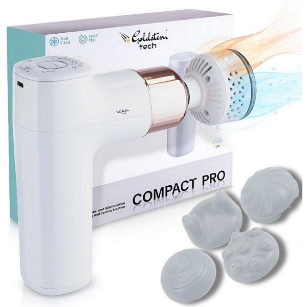Goldstern-Tech Massagepistole Compact Pro, 6 Temperaturstufe und 8 Geschwindigkeitseinstellungen, Massagegerät mit 2200mAh Akku, Handmassagegerät mit Wärme- & K