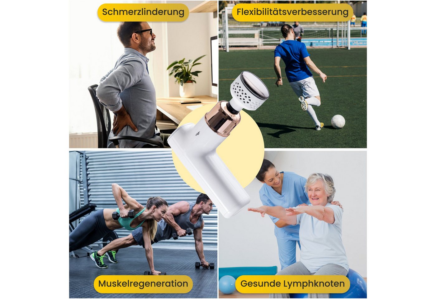 Goldstern-Tech Massagepistole Compact Pro, 6 Temperaturstufe und 8 Geschwindigkeitseinstellungen, Massagegerät mit 2200mAh Akku, Handmassagegerät mit Wärme- & K – Bild 2 von 5