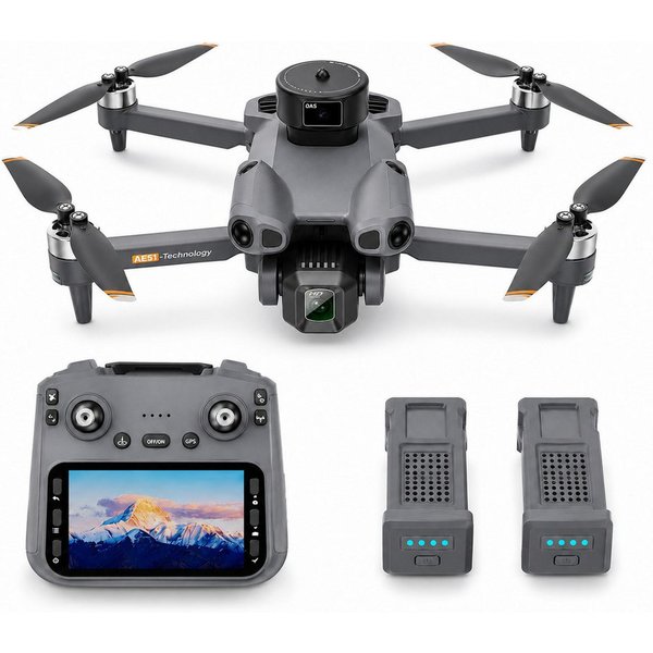 Goldstern-Tech RC-Quadrocopter AE51 (mit HD-Kamera, 4,5-Zoll-Display-Fernsteuerung), Hinderniserkennung, Return-to-Home, bis 50 min Flugzeit