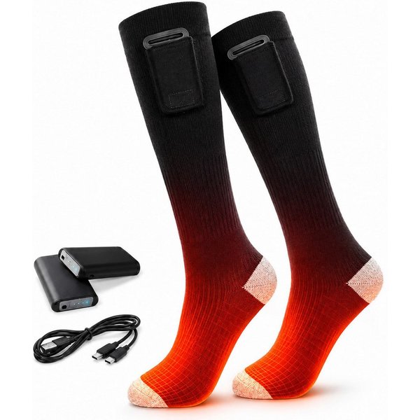 Goldstern-Tech Skisocken (Elektrisch beheizte Socken in Universalgröße, 1-Paar, 4000 mAh Akku je Socke) 3 Heizstufen, gezielte Fußsohlen-Wärme, Unisex & waschba