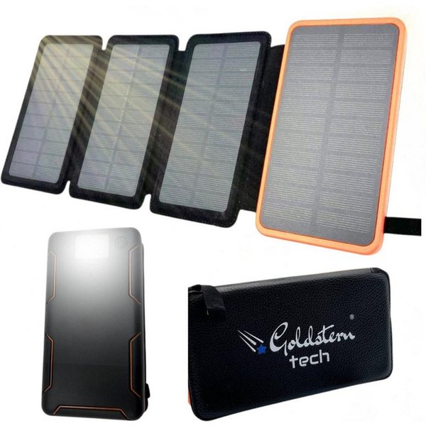 Goldstern-Tech SolarPower 38K Solar Powerbank 15W Schnellladefunktion 36800 mAh, 4 faltbaren Solarpanels, QC 3.0 Schnellladefunktion, USB-C Anschluss