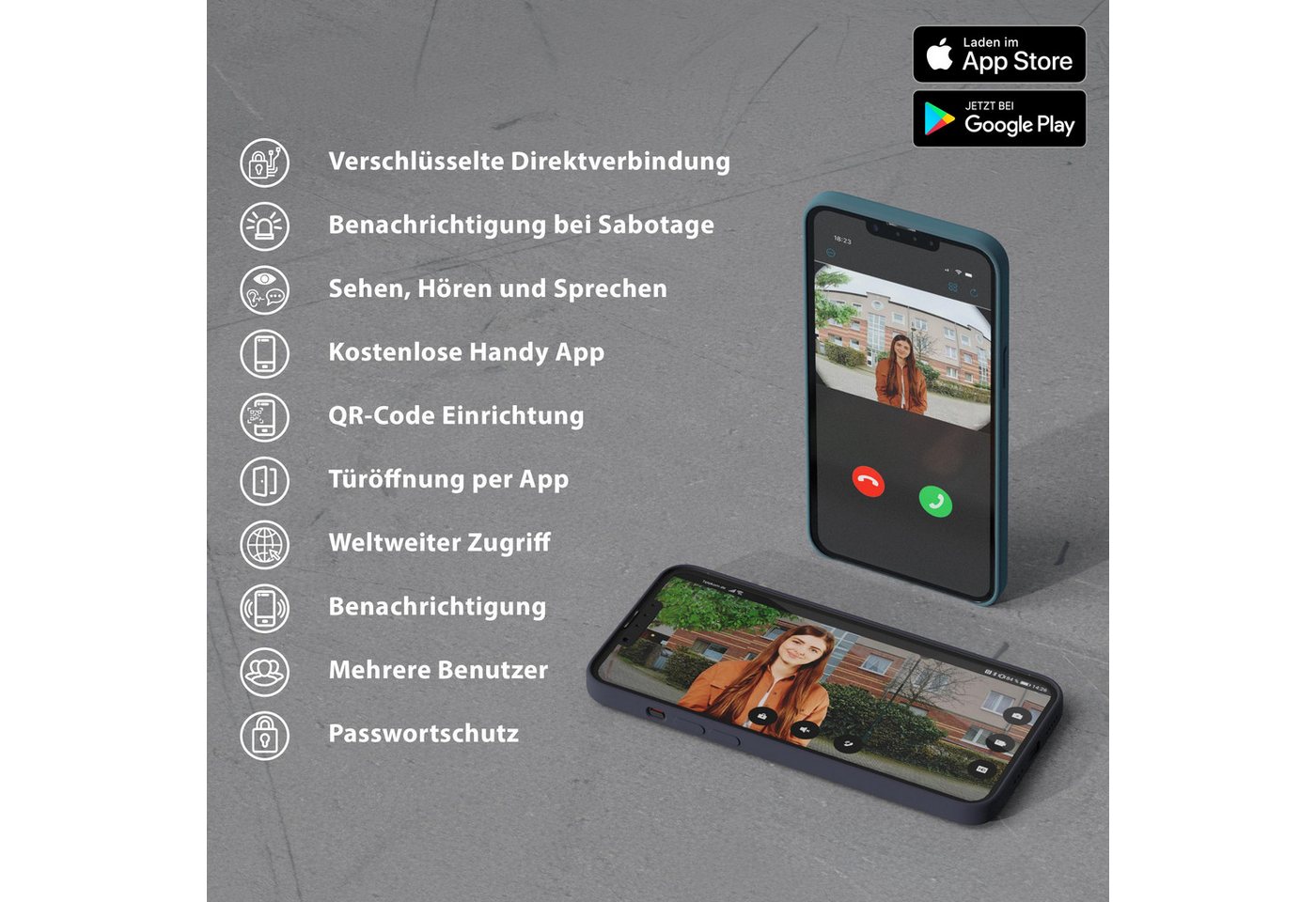 Goliath Intercom Video-Türsprechanlage Basic Line 2-Draht, 1 Familie, Weiß/Anthrazit (Innenbereich, Außenbereich, Set, Türstation, Monitore nach Auswahl, Montag – Bild 2 von 5