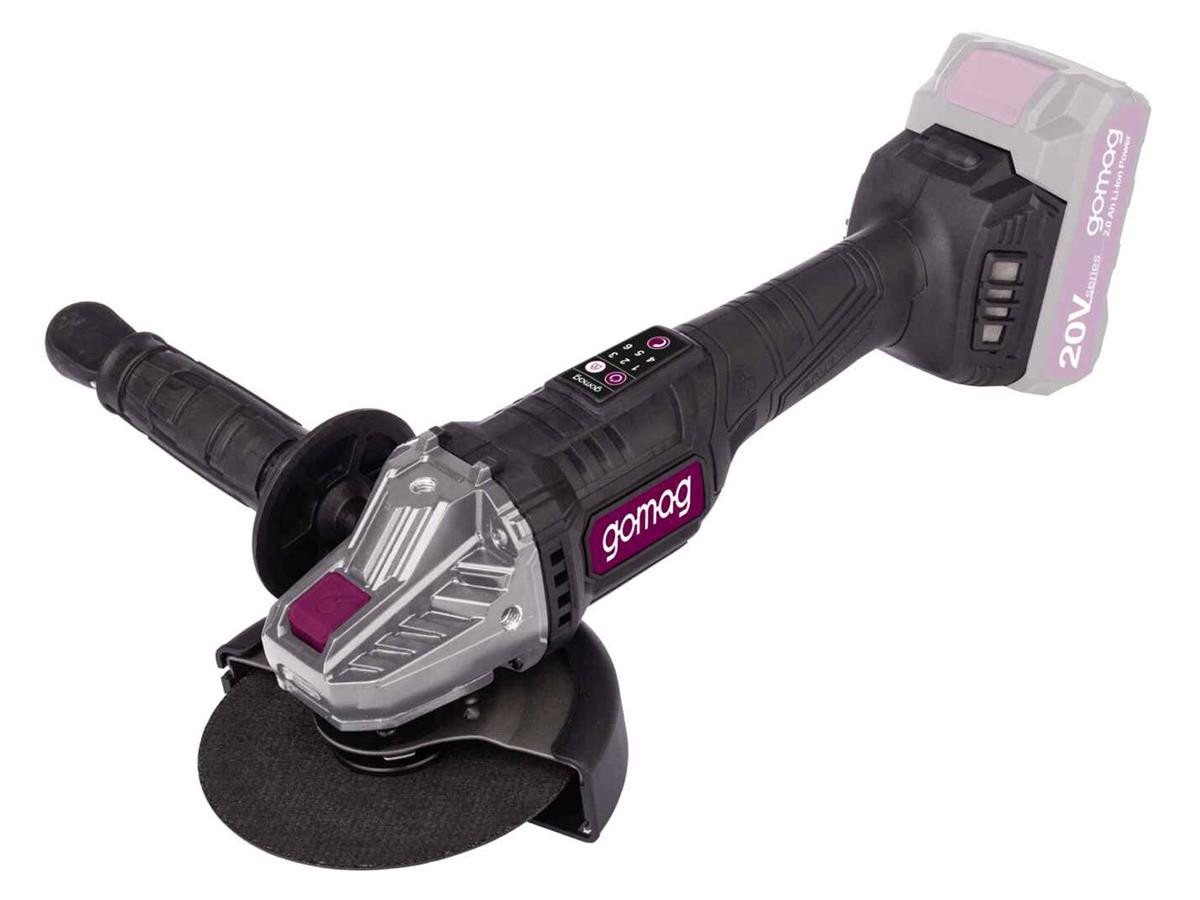 Gomag Akku-Winkelschleifer GO-WS125BL, max. 10000 U/min, (4 tlg., ohne Akku & Ladegerät), inkl. 125 mm Trennscheibe, Zwei-Loch-Montageschlüssel und Seitengriff – Bild 2 von 2