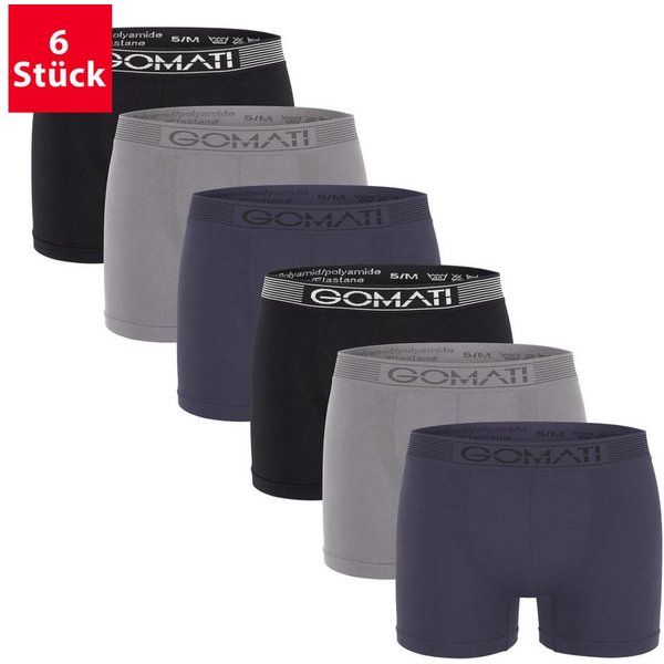 Gomati Boxershorts Herren Seamless Pants (6er Pack) Microfaser-Elasthan Boxershorts