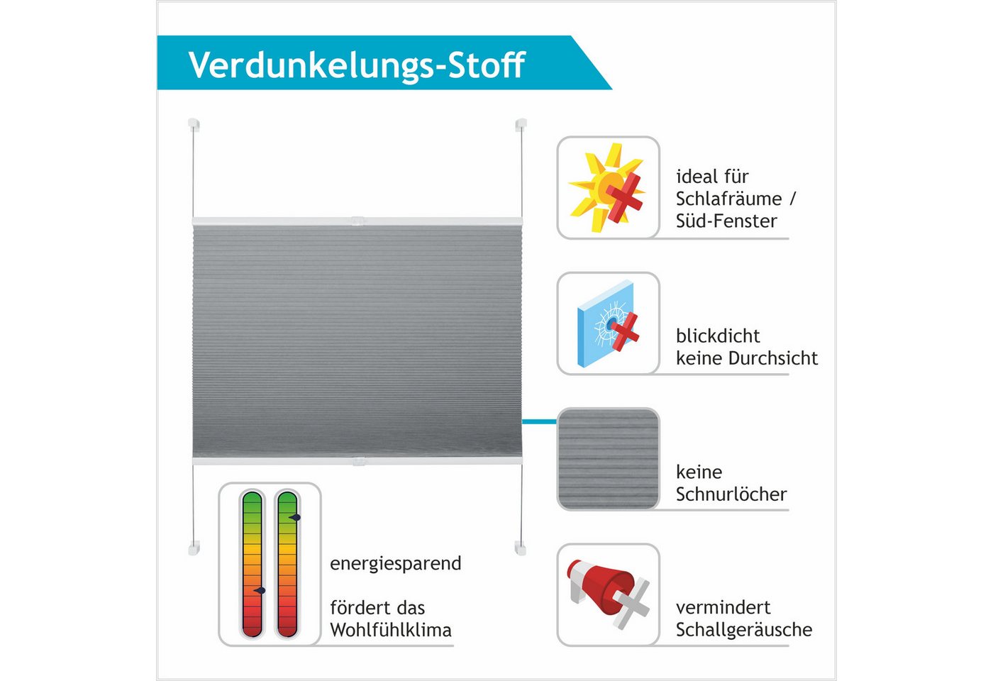 Good Life Wabenplissee Aris, verdunkelnd, ohne Bohren, verspannt, Klemmfix, Klemmfix - ohne Bohren, verdunkelnd – Bild 2 von 5
