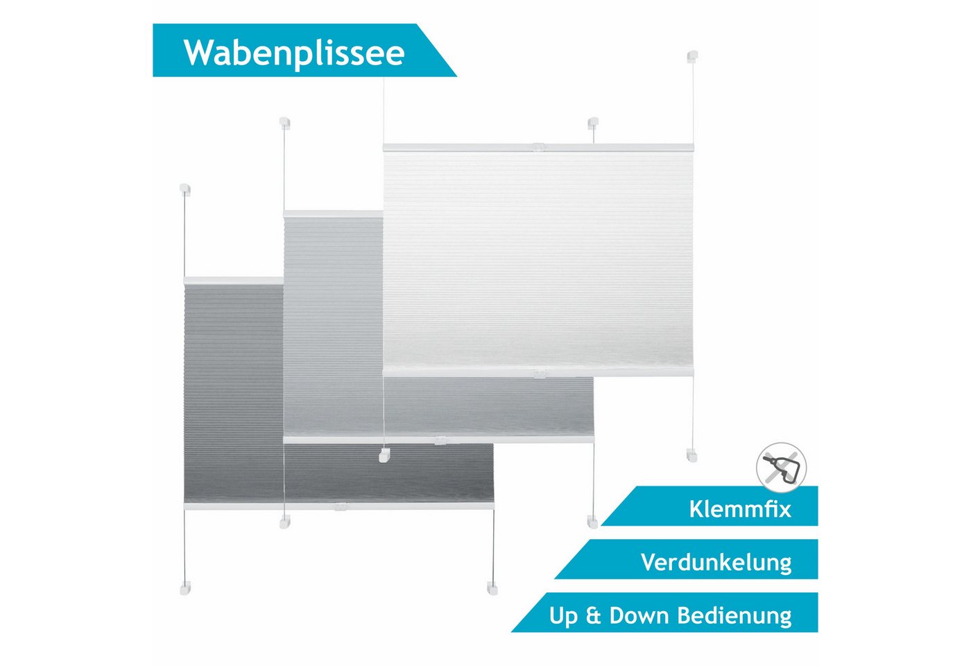 Good Life Wabenplissee Aris, verdunkelnd, ohne Bohren, verspannt, Klemmfix, Klemmfix - ohne Bohren, verdunkelnd – Bild 3 von 5