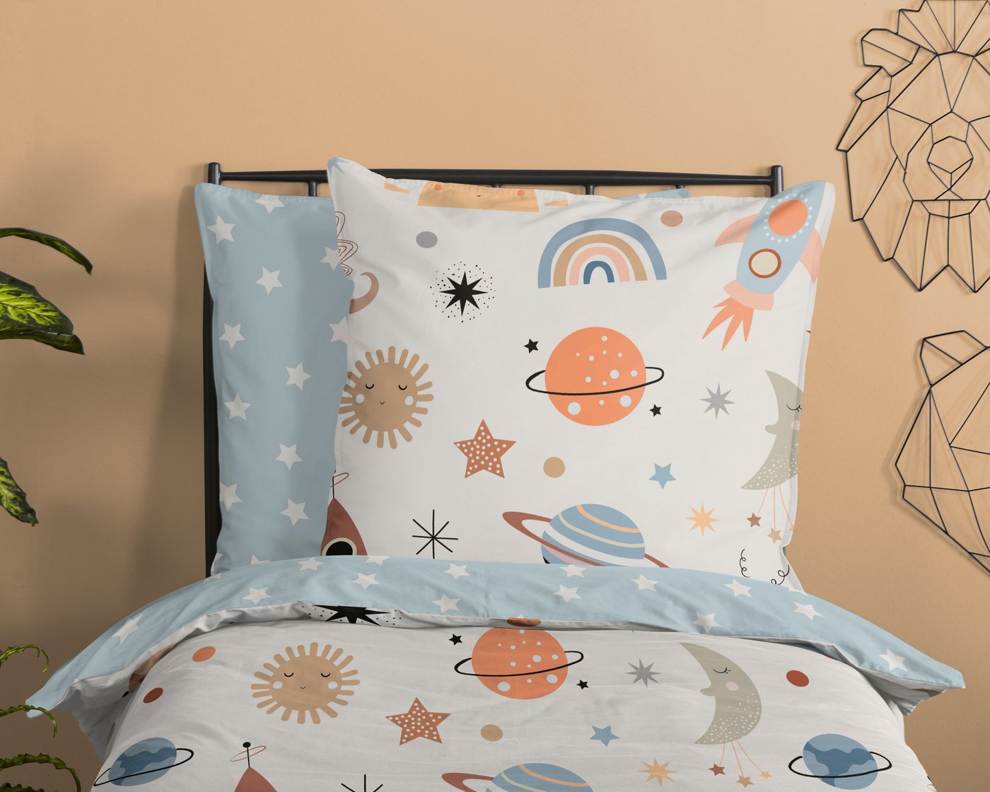 good morning Babybettwäsche Eclips, Renforcé, 2 teilig, Baumwolle, Renforcé, 2 Teilig, Wendeoptik, Kind, Baby, Junge – Bild 3 von 5