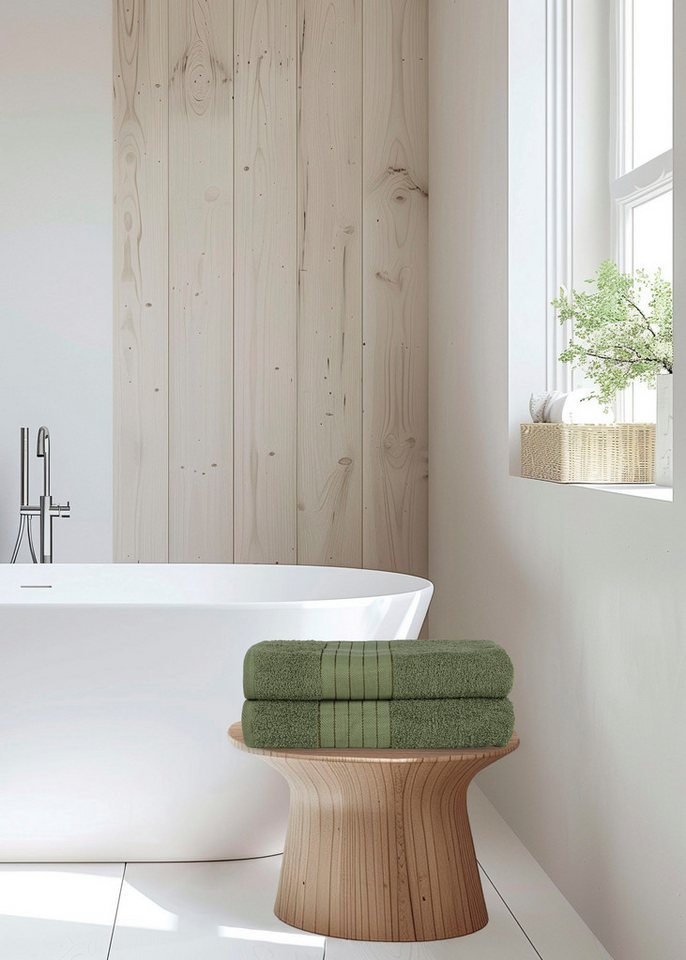 good morning Badetuch Uni Towels, Frottier (2-St), Baumwolle, Walkfrottee, Bordüre, 500 GSM, Einfarbig, ohne Aufhängung – Bild 2 von 5