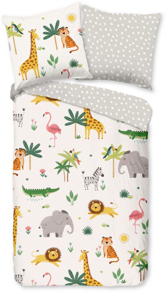 good morning Kinderbettwäsche Artis, Renforcé, 2 teilig, Baumwolle, Renforcé, Wendeoptik, Kind, Baby, Tiere – Bild 2 von 5