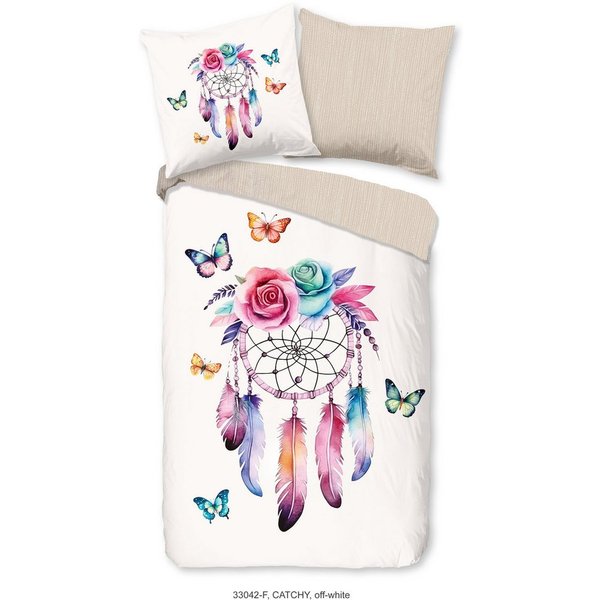 good morning Kinderbettwäsche Catchy, Biber, Flanell, 2 teilig, Flanell Biber, 135x200, Warm, Reißverschluss, Wende, Kind, Federn Sand
