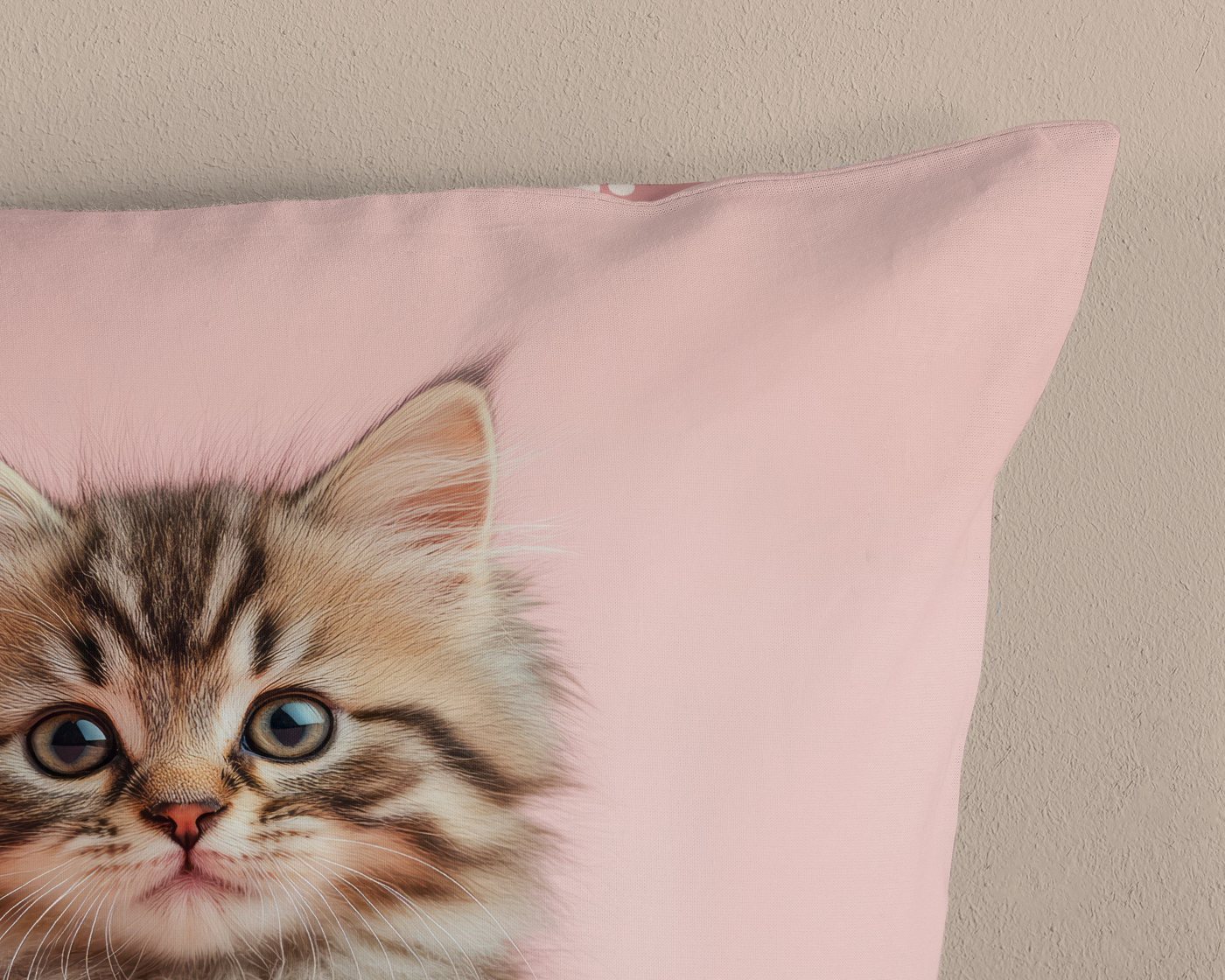 good morning Kinderbettwäsche Chat, Renforcé, 2 teilig, Baumwolle, Renforcé, Wendeoptik, Kind, Mädchen, Katze – Bild 4 von 4