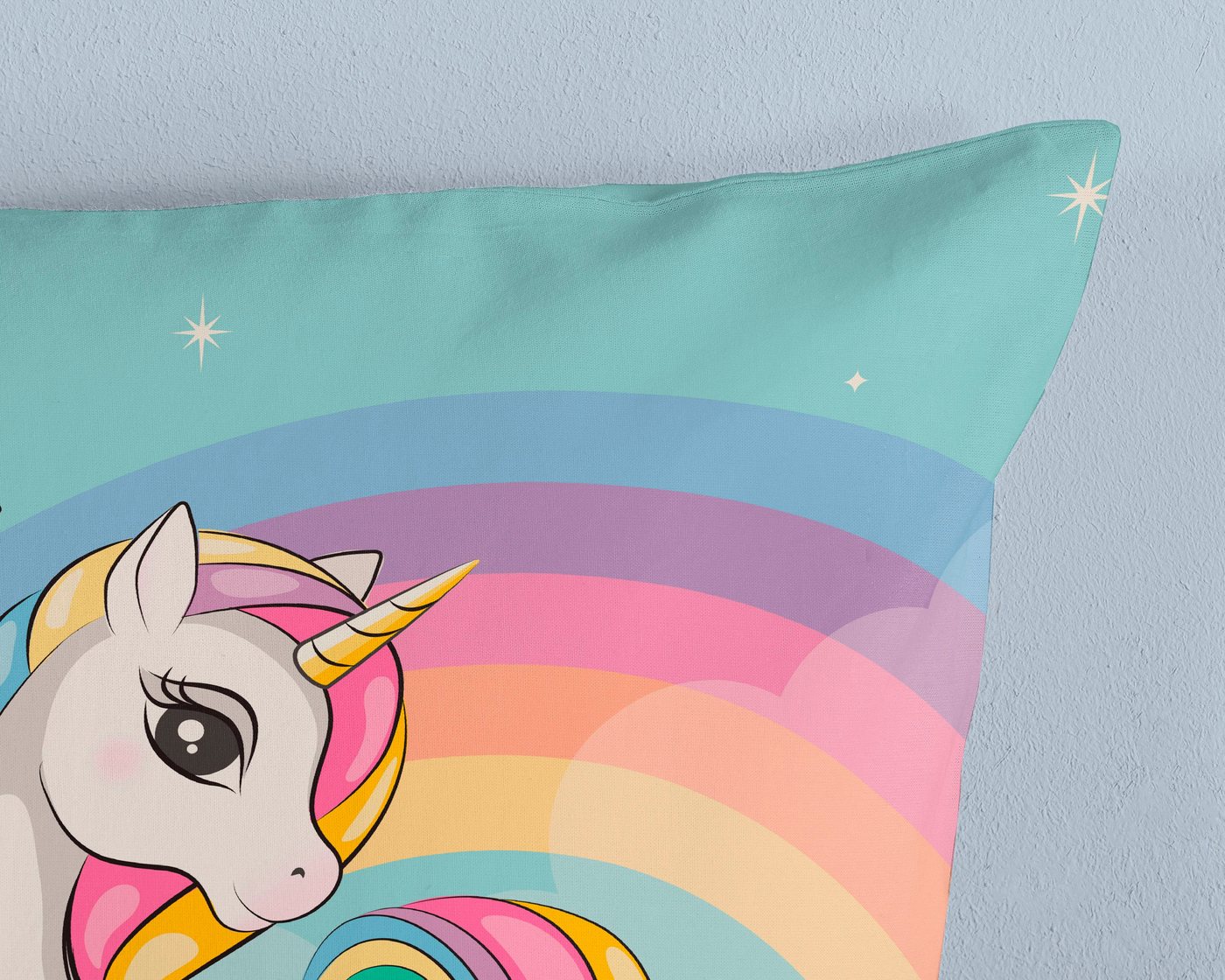 good morning Kinderbettwäsche Dash, Renforcé, 2 teilig, Baumwolle, 135x200, Reißverschluss, Wendeoptik, Kind, Mädchen, Einhorn – Bild 4 von 5