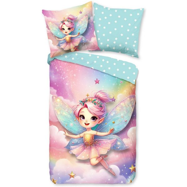 good morning Kinderbettwäsche Twinkles, Renforcé, 2 teilig, Baumwolle, Renforcé, 2 Teilig, Wendeoptik, Kind, Mädchen, Fee
