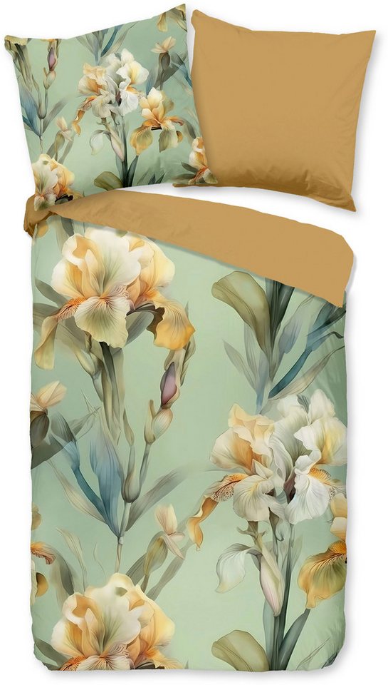 good morning Wendebettwäsche Iris, Renforcé, 3 teilig, 100% Baumwolle, Renforcé, Reißverschluss, Wendeoptik, Blumen – Bild 2 von 5