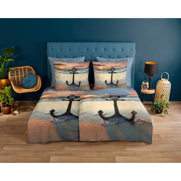 good morning Wendebettwäsche Mar, Renforcé, 2 teilig, Baumwolle, 135x200, Reißverschluss, Wendeoptik, Strand, Meer, Maritim