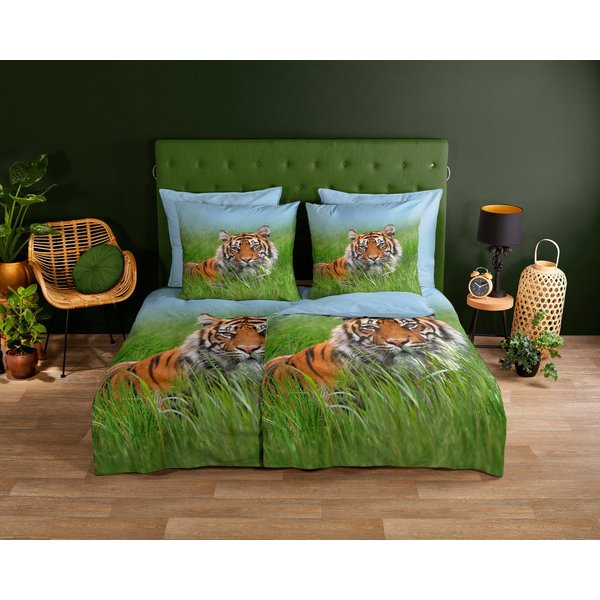 good morning Wendebettwäsche Silencet, Renforcé, 2 teilig, 100% Baumwolle, 2 Teilig, 135x200, Reißverschluss, Wendeoptik, Tiger