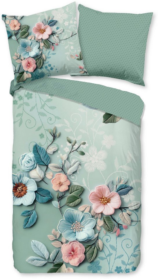 good morning Wendebettwäsche Taleen, Renforcé, 2 teilig, 100% Baumwolle, Renforcé, Reißverschluss, Wendeoptik, Blumen – Bild 2 von 5