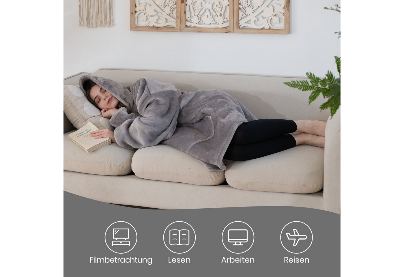 Wohndecke 98*100cm Tragebare Decke, wohndecke, Good Nite, Flauschiges Sherpa-Material, Schmutzresistent, Pflegeleicht – Bild 5 von 5